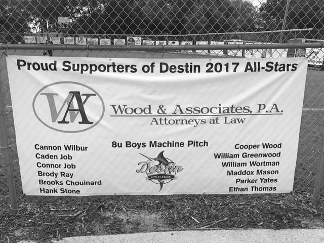 Proud Supporters of Destin 2017 All-Stars | Wood & Associates, P.A. | Attorneys at Law